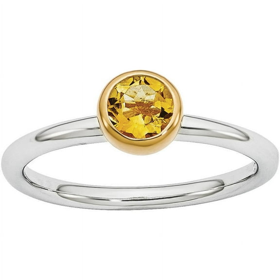 Citrine Sterling Silver with Gold-Plate Ring