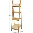 thumbnail image 3 of DecMode 18" x 60" Brown Teak Wood Handmade 4-Tier Shelving Unit, 1-Piece, 3 of 10