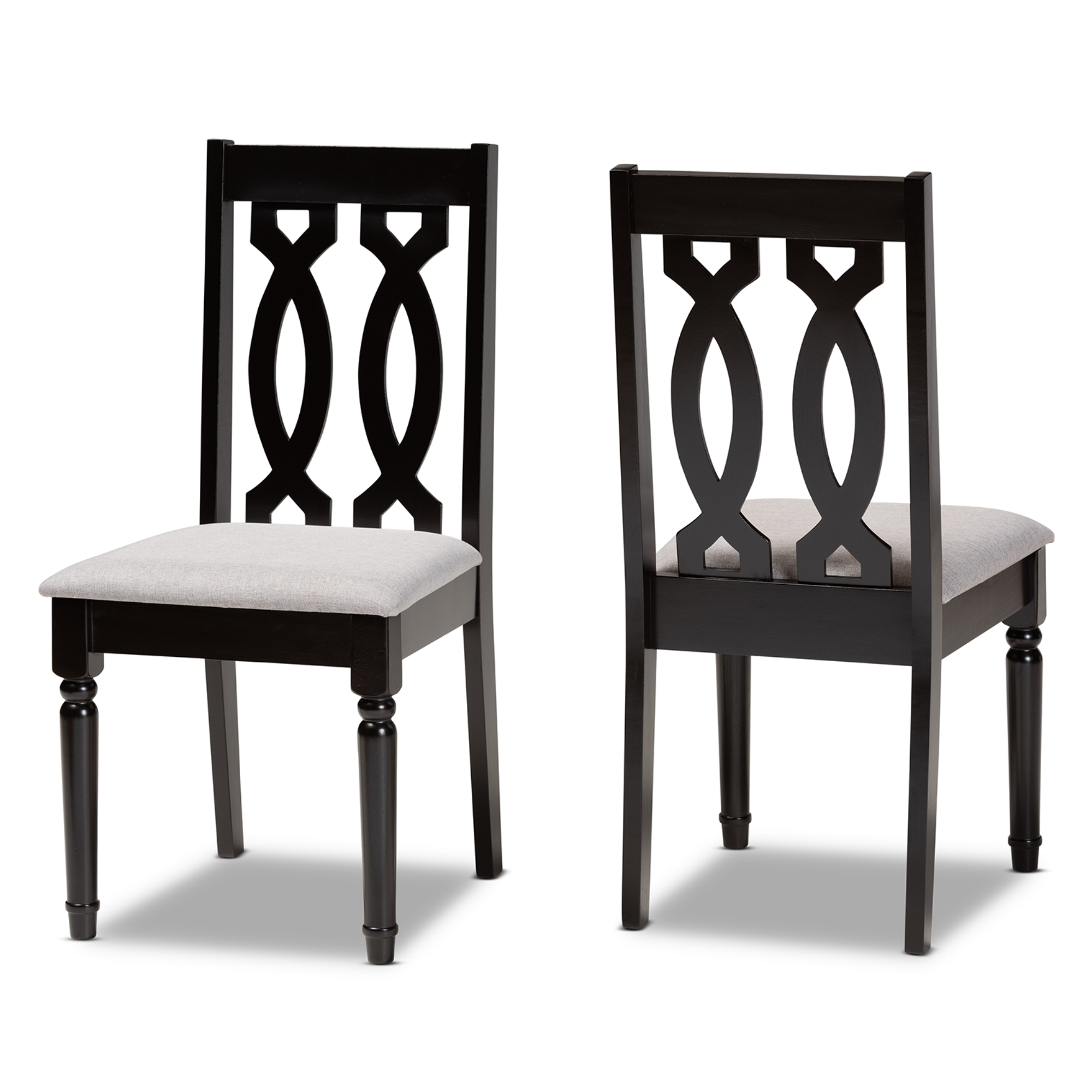 Baxton Studio Cherese Dining Chair, Set of 2, Grey and Dark Brown