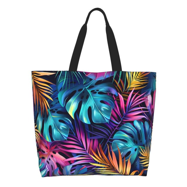 Disketp Colorful Tropical Leaves Bolsa Tote Estampada para Mujer, Bolso de Hombro y de Mano para Compras y Viajes
