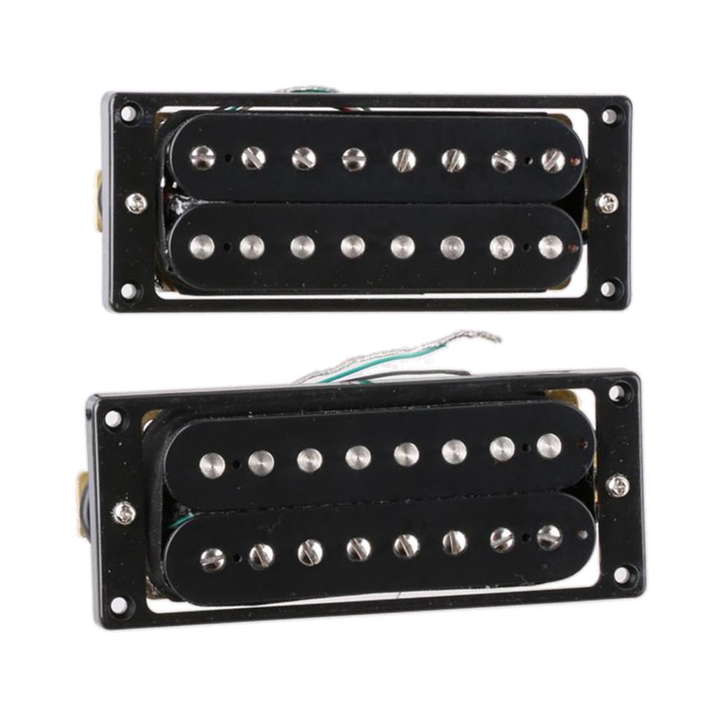 2 Pieces 8 String Electric Guitar Pickup Neck Bridge Pickup Set, Black