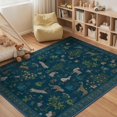 thumbnail image 1 of Alfombra BESBLEE con estampado animal floral, 160 x 200 cm, azul, lavable, 1 of 9