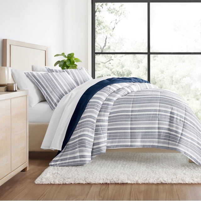 Juego de Edredón Ultrasuave para Todas las Estaciones, Ropa de Cama Alternativa en Rayas de Granja para Tamaño Individual/Individual XL de Comfort Canopy