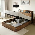 thumbnail image 6 of LUXOAK Queen Size Bed Frame with Lift up Storage Platform and Charging Station, Rustic Grey, 6 of 8