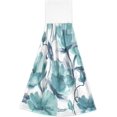thumbnail image 2 of SKYSONIC 2 PCS Hanging Hand Towels Floral Teal Turquoise Flower Hand Dry Towels for Kitchen & Bathroom,Hanging Towel Set with Hanging Loop, 12"x17", 2 of 6