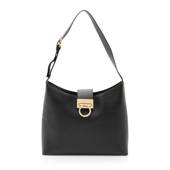 Pre-Owned Salvatore Ferragamo Leather Gancio Trifolio Large Shoulder Bag