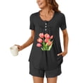 thumbnail image 2 of Levmjia Womens Pajama Set Cotton Short Sleeve Sleepwear Lounge Set Comfortable Breathable 2 Piece Pajamas for Women Soft Loose Fit Nightwear Home Outfit, 2 of 6