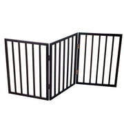 PETMAKER 3-Panel Indoor Foldable Pet Gate for Stairs or Doorways (Brown)