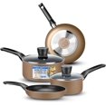 thumbnail image 1 of SereneLife Kitchenware Pots & Pans Basic Kitchen Cookware, Black Non-Stick Coating Inside, Heat Resistant Lacquer (6-Piece Set), One Size, Gold, 1 of 7