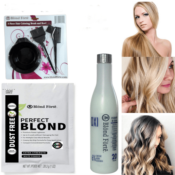 Perfect Blond DIY Hair Lightener Bleaching Powder Kit 30 Vol Developer + 3  PCS white power 