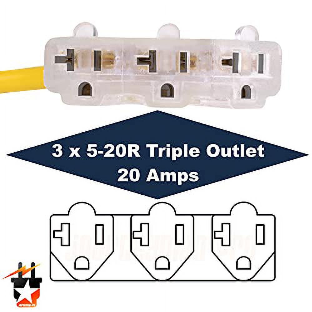 30 Amp to 110 Adapter L5-30P or TT-30P to LIT 3-Way Outlet Splitter by Journeyman Pro - 125 Volt, 30A to 15A-20A, 10AWG 3-Prong Locking Triple Tap 5-20R for RV Generators (TT-30P (2FT))