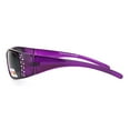 thumbnail image 3 of Womens Rhinestone Anti-glare Polarized Chic Narrow Rectangular Sunglasses Purple Black, 3 of 4