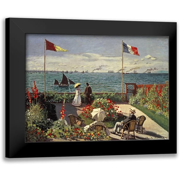 Monet, Claude 14x11 Black Modern Framed Museum Art Print Titled - The Terrace at Sainte-Adresse