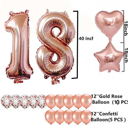 10 ans Décorations d'anniversaire Ballons en or rose Décorations d