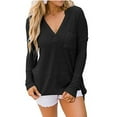 thumbnail image 2 of Samickarr Pullover Sweaters For Womens Trendy Dressy Business Casual Loose Fit Plus Size Tunic Tops To Wear With Leggings Women Turndown Collar Long Sleeve Loose T-Shirt Autumn Blouse Pullover Tops, 2 of 8