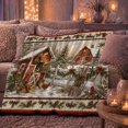 thumbnail image 6 of Snowy Farm Red Shed Cardinal Rustic Winter Scene, Festive Holiday Scene, Warm Flannel Blanket for Ranch House and Living Room, Horse Lovers Housewarming Gift, Rustic Home Decor, 6 of 9