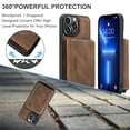 thumbnail image 3 of Wallet Case for iPhone 16 Pro, Removeable Zipper Pocket Back Case with Card Holder, PU Leather Drop Protective Cover Case with Kickstand for iPhone 16 Pro, Brown, 3 of 7