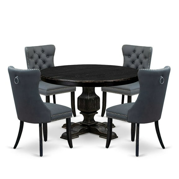 Luxe by East West Furniture 5-Piece Dining Room Set In Platinum Gray Color