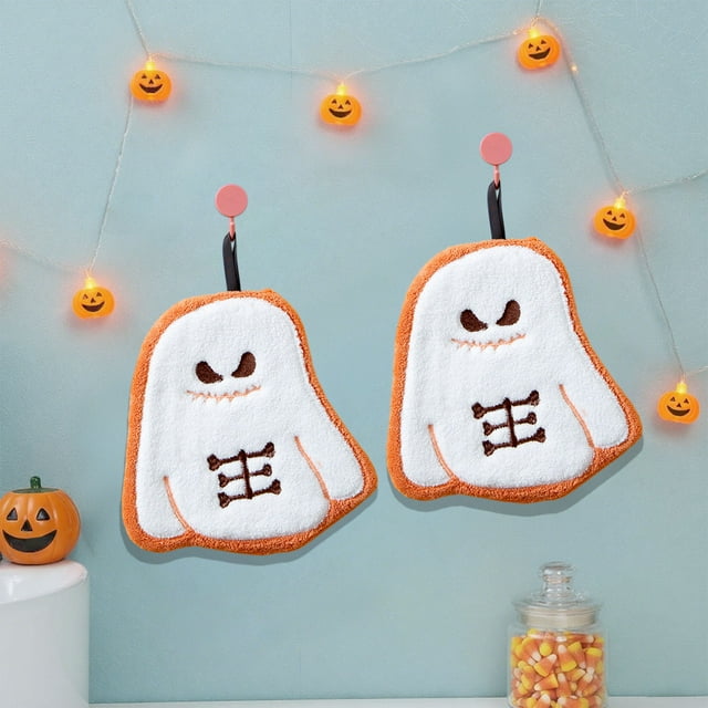 Halloween Wipe Hand Towel Hanging Fleece Thickened Kitchen Wipe Hand Cloth Absorbent Fast Drying Children's Hand Gift, Czzoypi Halloween Wipe Hand Towel Hanging