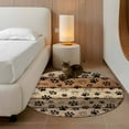 thumbnail image 3 of Brown Beige Round Rug 4ft Washable Circle Entryway Rugs Non Slip Rustic Farmhouse Dog Paw Vintage Area Rug Indoor Floor Carpet for Bedroom Kitchen Living Room Home Office Dining Room Nursery, 3 of 8
