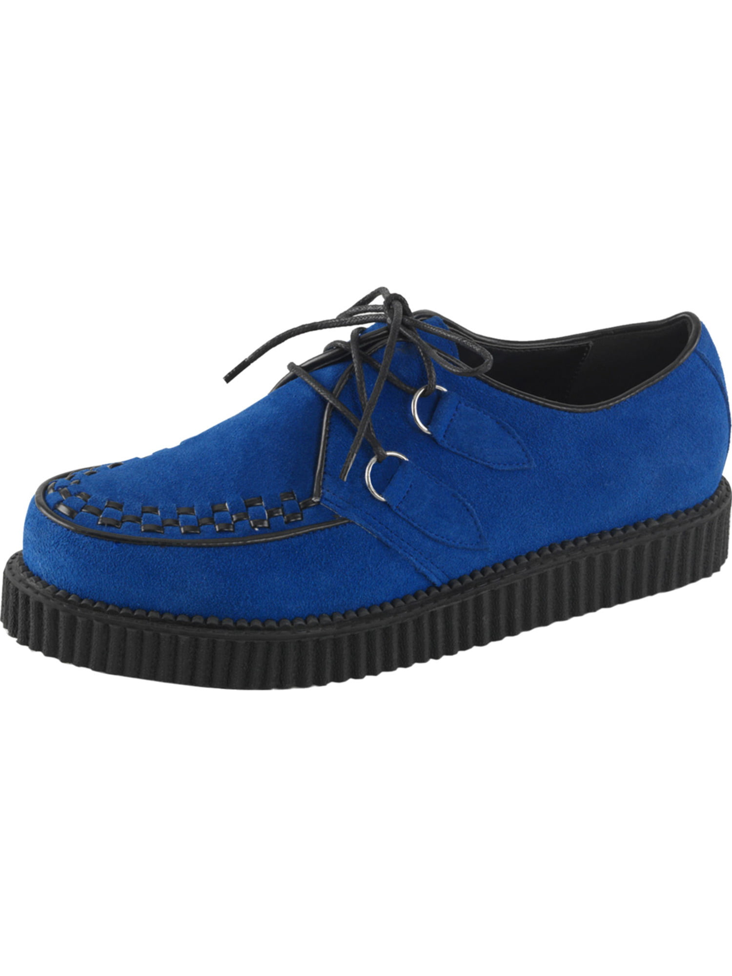 Demonia - Mens Blue Suede Shoes Platform Creepers D-Ring Lace Up ...