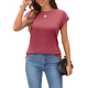 thumbnail image 1 of Camiseta de Verano para Mujer, Color Liso, Cuello Redondo, Corta, Color Vino Tinto, Talla XL, 1 of 7