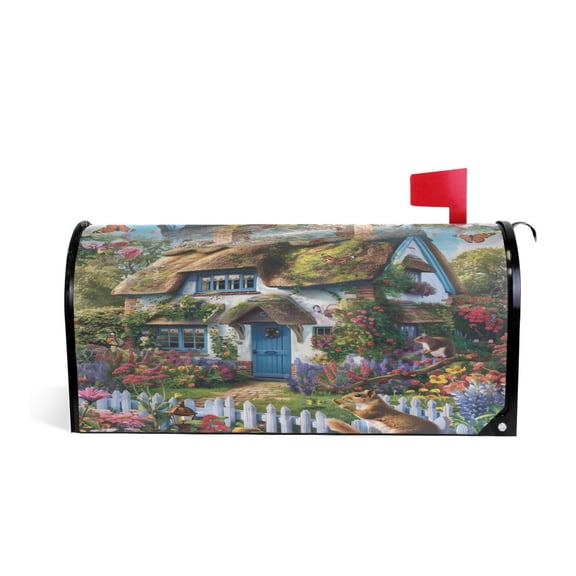 Mailbox Covers Magnetic Large Size Post Box Cover Wrap Outside Waterproof Home Yard Garden Decor House Squirrels Flower 25.5x21