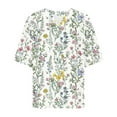 thumbnail image 4 of Uootdi Womens Summer Tops Notch V Neck Short Sleeve Floral Print Womens Tops Relaxed Fit Lightweight Womens Blouses for Women, 4 of 5