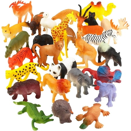 Animal Toy, 32 Pack Mini Wild Plastic Animals Models Toys Kit, Jungle Realistic