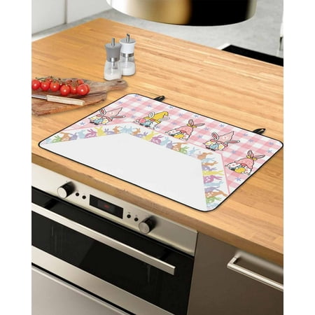 

Pink Gnomes Easter Stove Top Covers for Electric Stove Heat Insulation Fireproof Glass Cooktop Cover Counter Top Glass Stove Cover for Prevent Scratches 31 x24 Spring Botanical Bunny Eggs Plaid