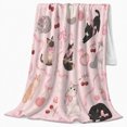 thumbnail image 2 of Playful Cats Pink Bows, Playful Pet Portrait Pattern, Warm Flannel Blanket for Living Room and Bedroom with Detailed Artwork, Cat Lovers Just Because Gift, Pet Lover Home Decor, 2 of 9