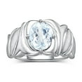 thumbnail image 1 of RYLOS Rings for Women 14K White Gold Ring Solitaire 9X7MM Oval Gemstone with Satin Finish Band March Aquamarine Jewelry Size 9, 1 of 7