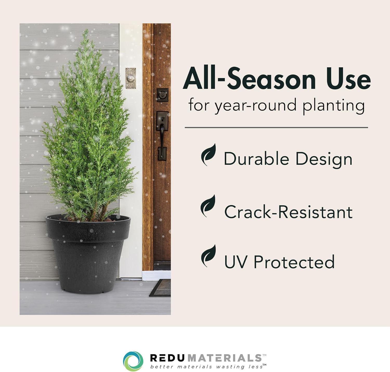 Verde Indoor & Outdoor Self-Watering Round Planter Pot, Baritone, 18" x 16", Black - Decorative Planting Containers for Plants and Flowers - Gardening and Flowering Accessories