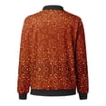 thumbnail image 3 of Hvot&aat Bomber Jacket Women Sequin Print Long Sleeve Open Front Zipper Cardigan Casual Vintage Baseball Jacket, 3 of 4