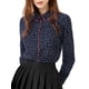 thumbnail image 1 of Camisas de botón de manga larga con estampado para mujer Inspire Chic S Azul, 1 of 7