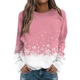 thumbnail image 2 of Women's Christmas Printed Round Neck Sweatshirt, Long Sleeve Casual Pullover Top, Raglan Sleeve Holiday Graphic Fall Winter Clothes,Pink,S, 2 of 7