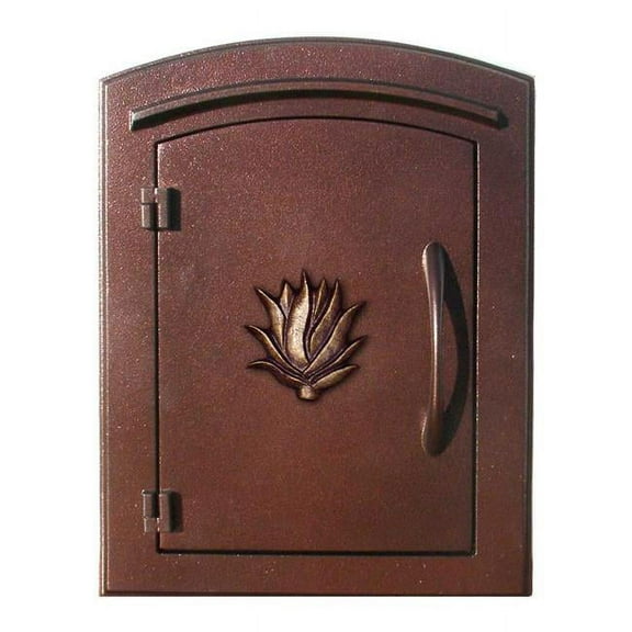 14 in. Manchester Non-Locking Column Mount Mailbox with Decorative Agave Logo in Antique Copper