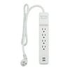 Onn 4 Outlets & 2 USB Ports Surge Protector, White