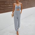 thumbnail image 2 of Aayomet Jumpsuits For Women Women's Rompers V Spaghetti Neck Summer High Jumpsuits Straps Waist Smocked Cutout With Pockets,Gray L, 2 of 5
