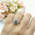 thumbnail image 3 of Halo Vintage Round Ring Blue Sapphire CZ 925 Sterling Silver Size 5, 3 of 6
