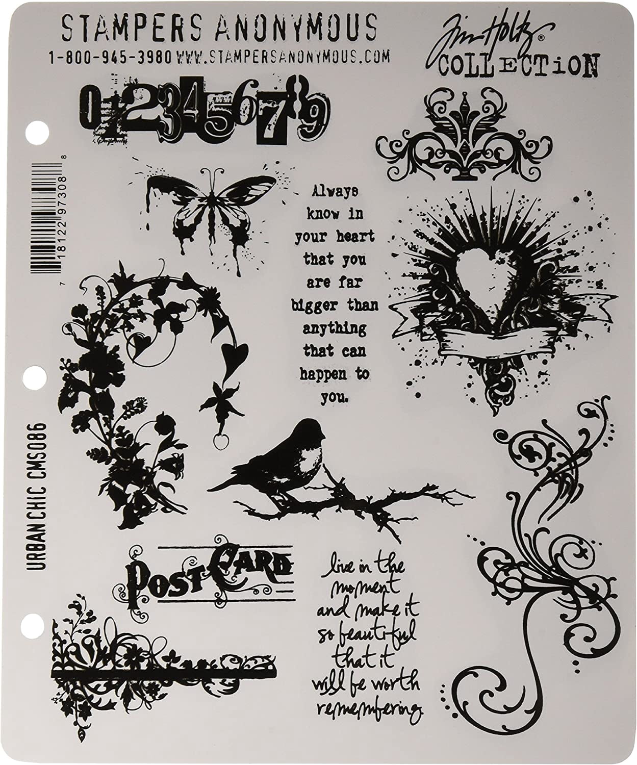 Stampers Anonymous 7321620 Tim Holtz Cling Stamps 7"x8.5"-urban Chic