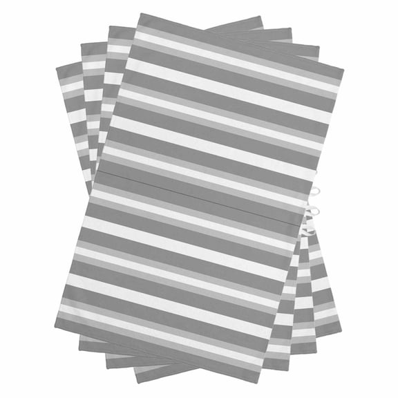 Grey Stripe Kitchen Towels Set of 4, Water Absorbent Dish Towel, Minimalist Farmhouse Striped Decorative Hand Towels - Quick Drying Cloth for Cooking Baking, 18x28 Inch