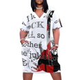 thumbnail image 1 of Vestido holgado con bolsillos y manga larga de verano con la frase "Me encanta el rock and roll"., 1 of 6