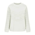 thumbnail image 6 of Aueoeo Women'S Crochet Sweater Round Neck Lace Sweater Long Sleeve Knit Sweater Fall Winter Warm Pullover Tops With Holes White S, 6 of 6