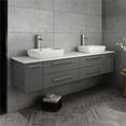 thumbnail image 2 of Fresca Lucera 72" Solid Wood Bathroom Cabinet with Double Vessel Sinks in Gray, 2 of 7