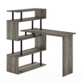 thumbnail image 2 of Furinno Classic L-Shape Computer Desk, Writing Desk with 5-Tier S-Shaped Side Shelves, French Oak/Black, 2 of 6