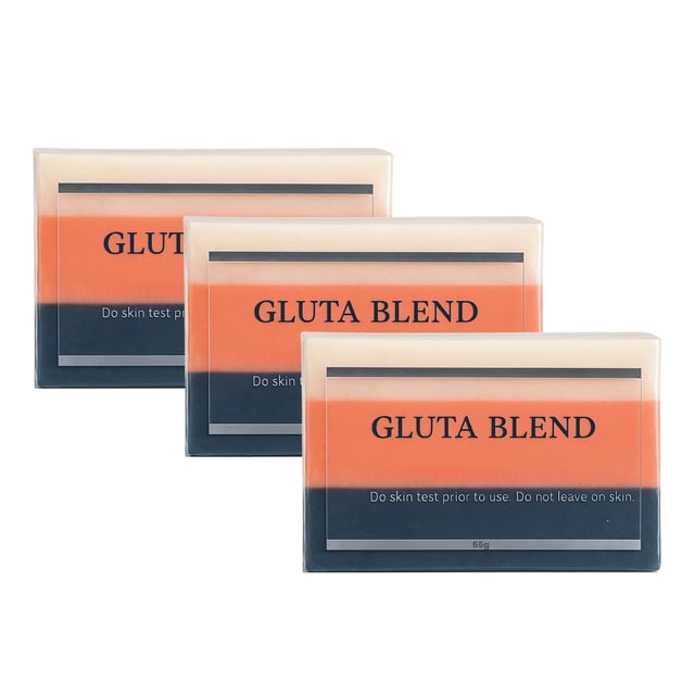 Barra de jabón de belleza Relumins Premium 3 en 1 Glutablend - Para una piel más suave, clara y de aspecto más saludable - Ahora con rosa mosqueta - Limpiador suave para rostro y cuerpo 65 g x 3 barra