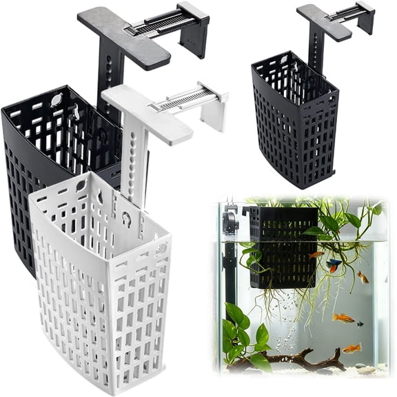 CPHD7 Aquarium Plant Holder, Adjustable Hydroponic Planter Basket with Clamp Mount for Fish Tank, Hanging Cultivation Pot for Live Plants Pothos Decor