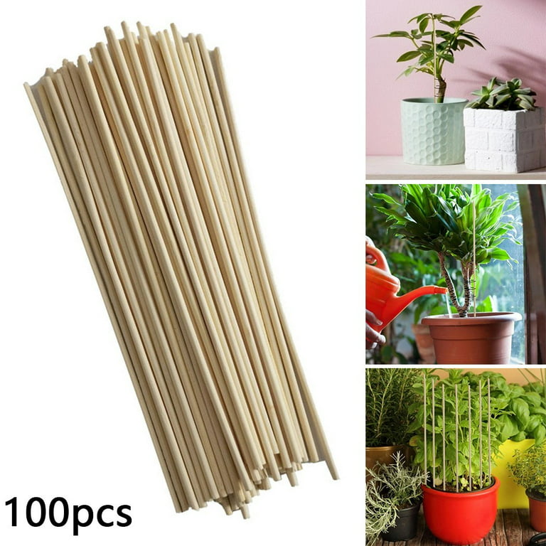 Jollybower 25pcs Wooden Garden Stakes, 24 inch Natural Bamboo Sticks,  Floral Plant Support Wooden, Wooden Sign Posting Garden Sticks Support  Floral
