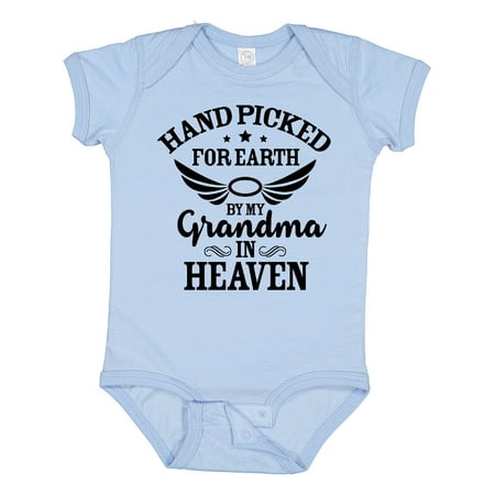 

Inktastic Handpicked for Earth by My Grandma in Heaven Angel Wings Boys or Girls Baby Bodysuit